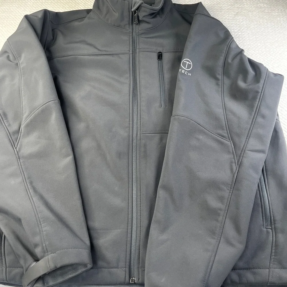 Tumi Tech Mens XL Softshell Fleece Lined Full Zip‎ Jacket Black L8JLK TT-0012